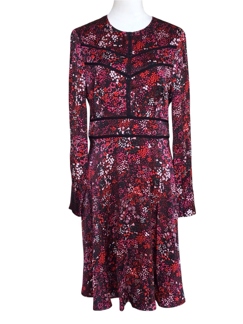 L. K. Bennett London Robyn Red Floral Printed Knee Length Dress